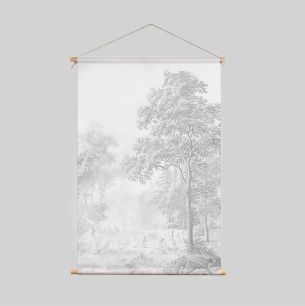 Textielposter - Romantic Garden grijs