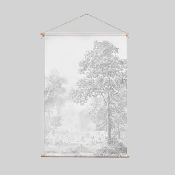 Textiel Poster - Romantic Garden grey