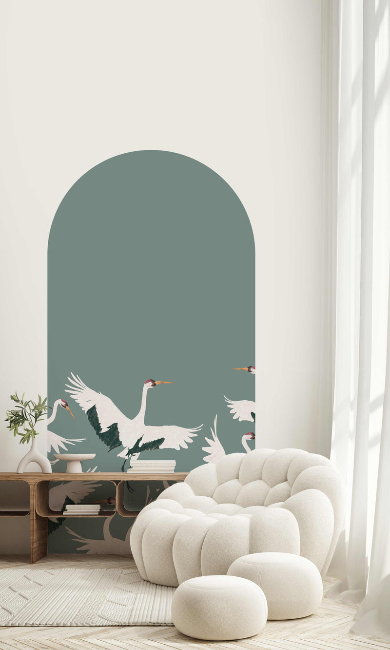 Peel and stick Arch Wallpaper Decal - Stork Teal