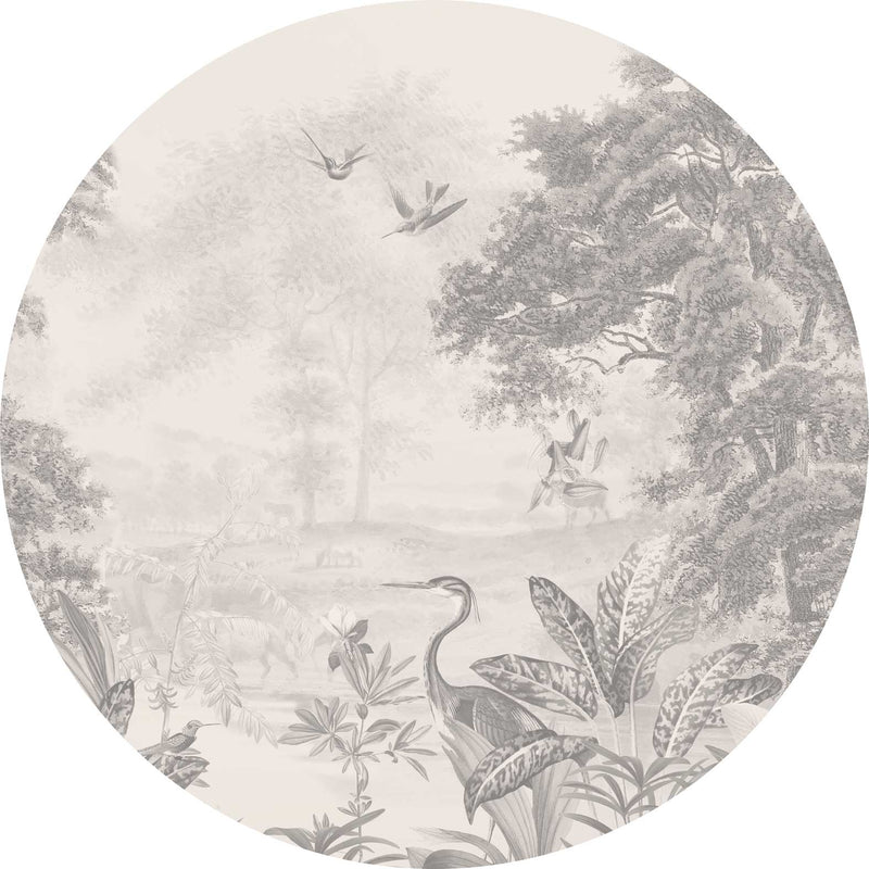 Ronde wandsticker - Scenic Landscape Dusty Mint
