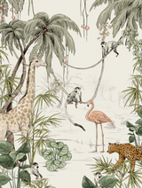 Carta da parati Jungle Jazz Off White larghezza 210cm x altezza 280cm - carta opaca - seconda possibilità