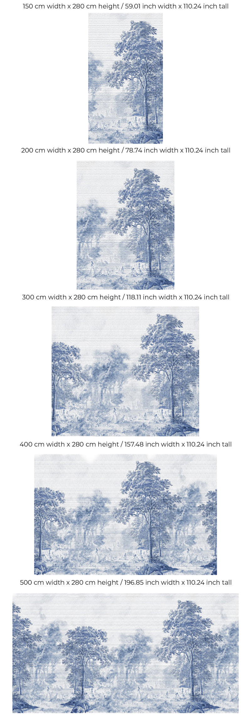 Papier Peint Paysage - JARDIN ROMANTIQUE bleu