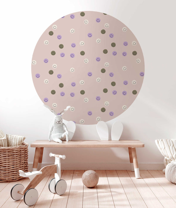 Round wall sticker - Smiley Beige