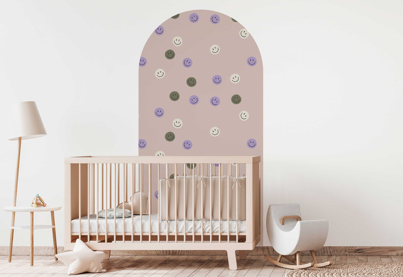 Peel and stick Arch Wallpaper Decal - Smiley Beige