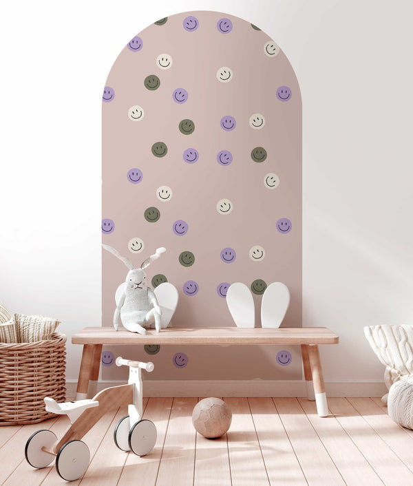 Peel and stick Arch Wallpaper Decal - Smiley Beige