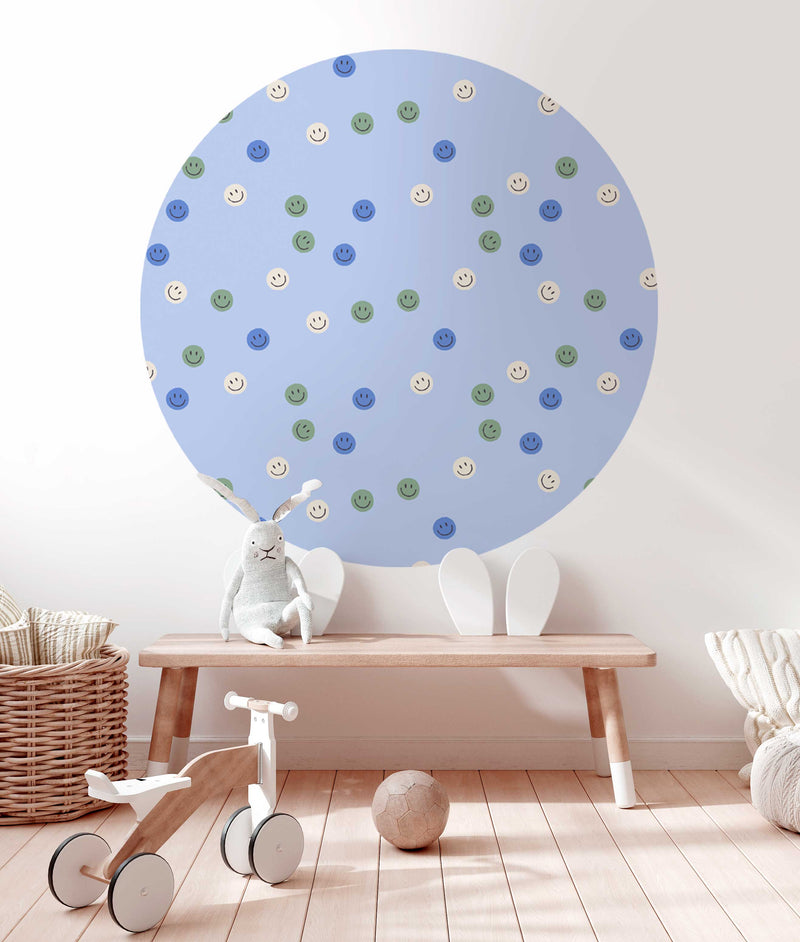 Round wall sticker - Smiley Blue