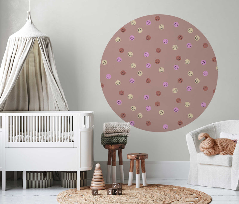 Adhesivo de pared redondo - Smiley Soft Terra