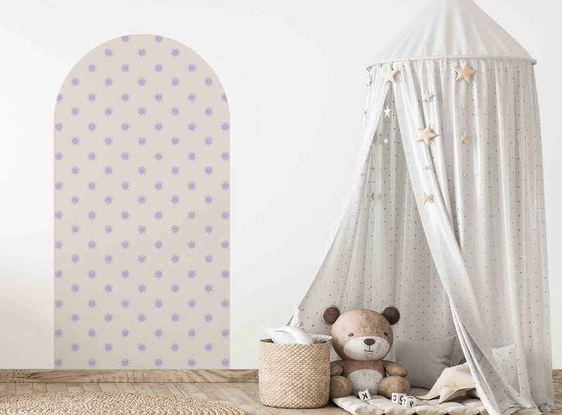Peel and stick Arch Wallpaper Decal - Sunny off white / lilac