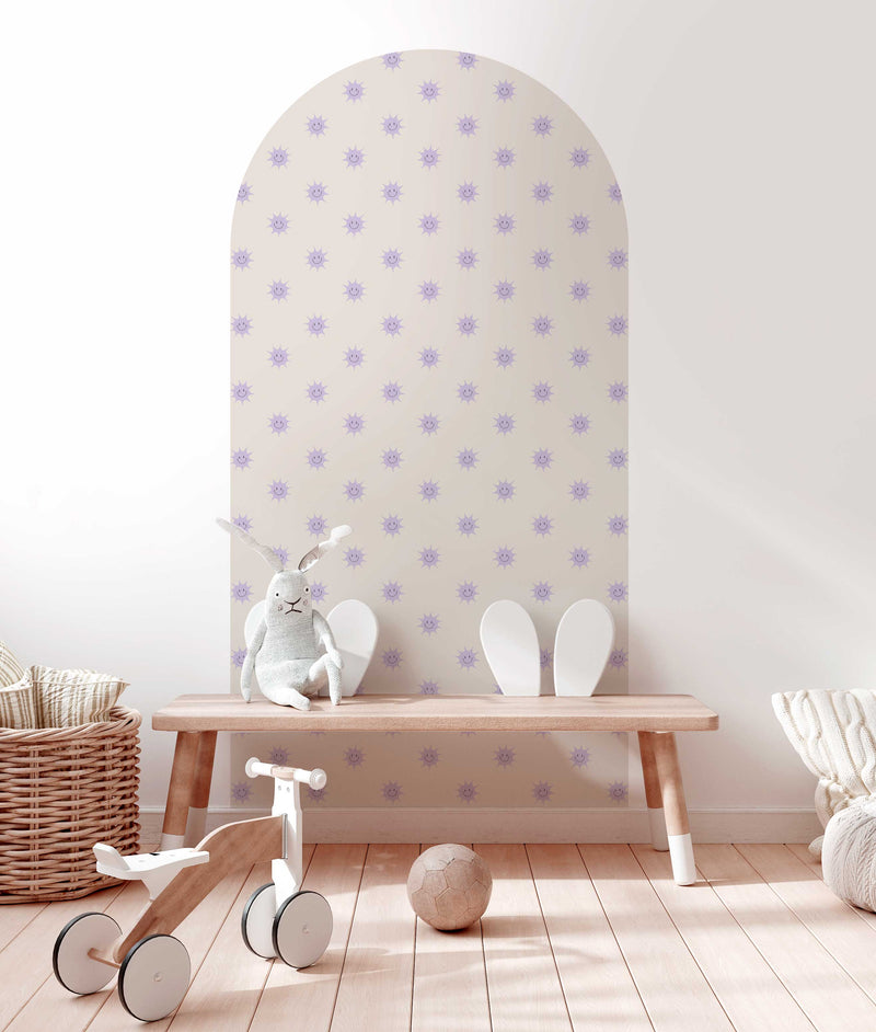 Peel and stick Arch Wallpaper Decal - Sunny off white / lilac