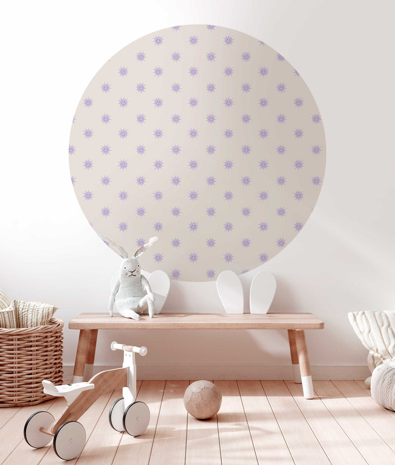 Ronde wandsticker - Sunny Off White/Lilac