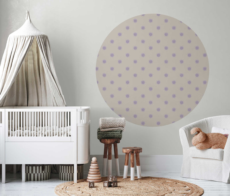 Round wall sticker - Sunny Off White/Lilac