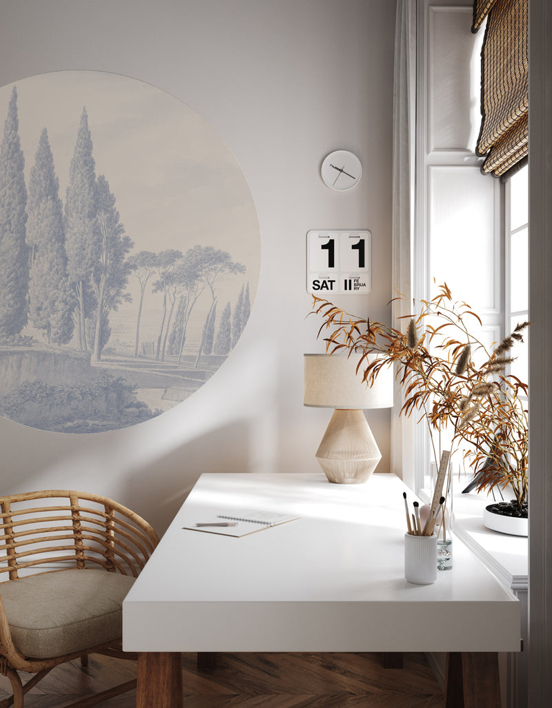 Sticker mural rond - Toscany Blue