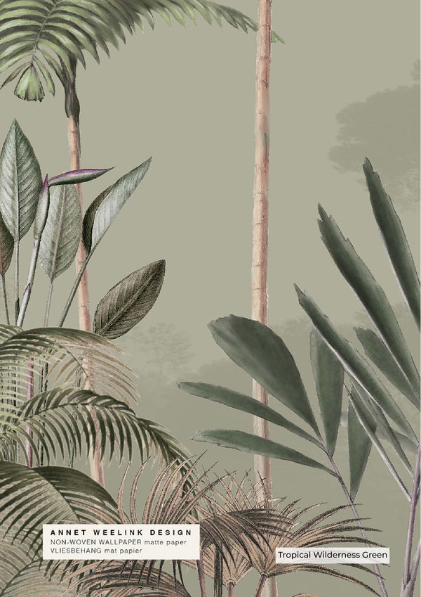 Tapeta Tropical Wilderness Green szerokość 400cm x wysokość 280cm - Matowy Papier - druga szansa
