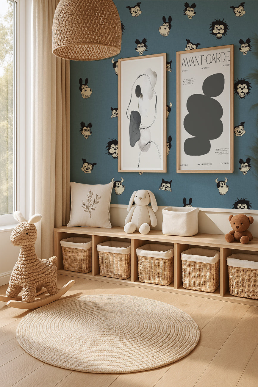 Vintage Cartoon Animals Wallpaper | Annet Weelink Design