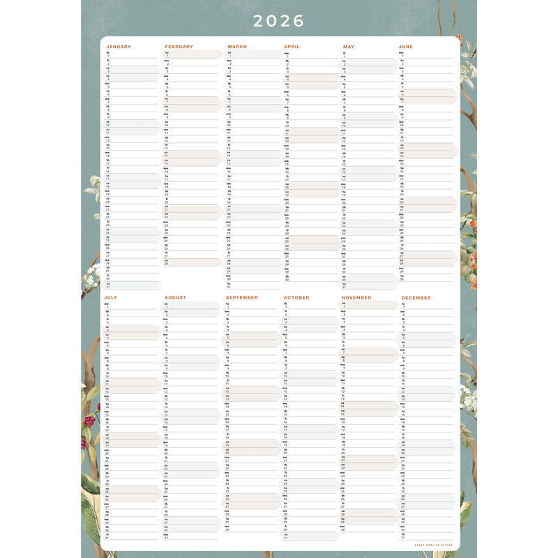 Yearly Planner 2026 - Lush Eden Teal
