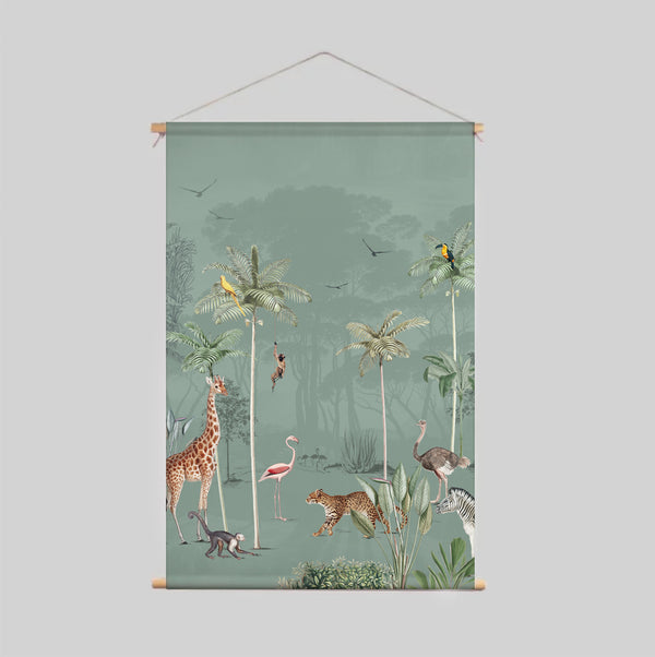 Textielposter - Speelplaats van de wilde natuur Green