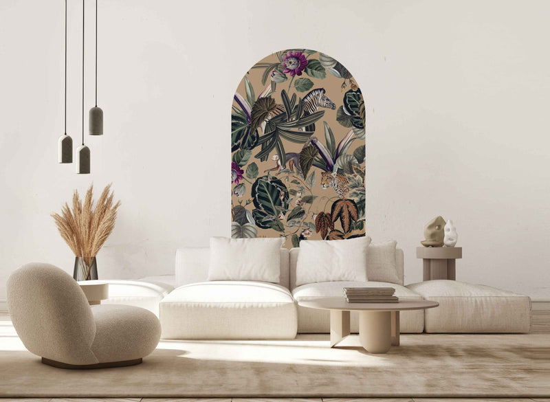 Peel and stick Arch Wallpaper Decal - Botanics audacieux Moutarde