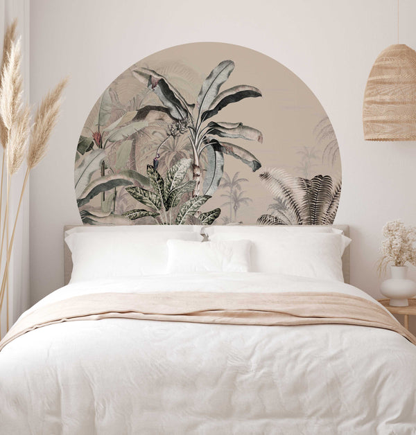 Sticker mural rond - Dreamy Jungle Beige 