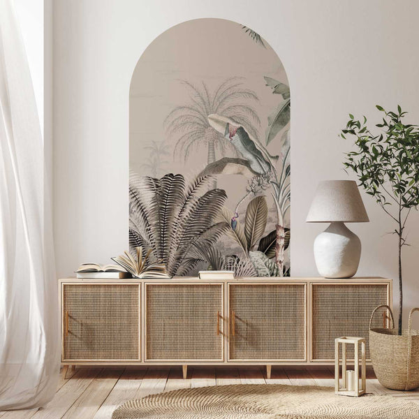 Peel and stick Arch Wallpaper Decal - Dreamy Jungle BEIGE