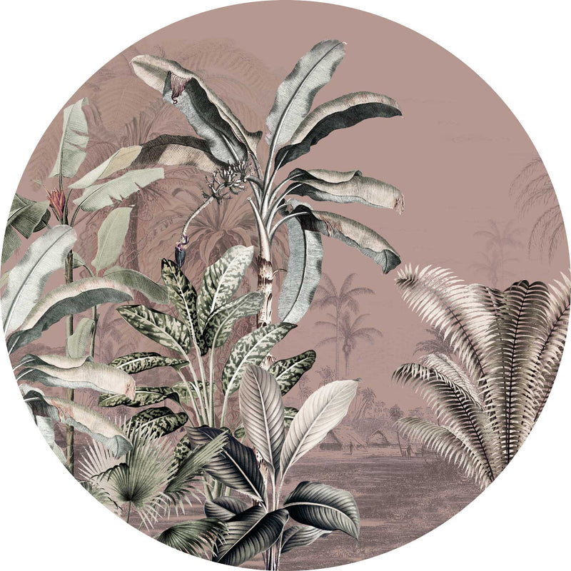 Ronde wandsticker - Dreamy Jungle Dark BLUSH