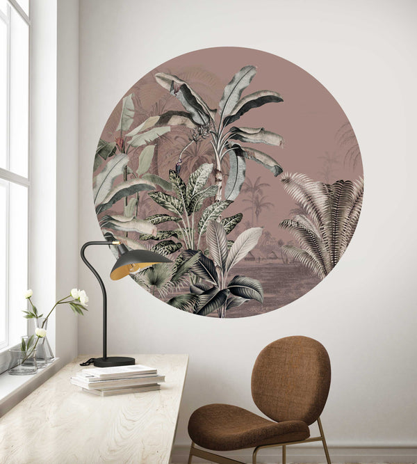 Vinilo decorativo redondo - Dreamy Jungle Dark Blush