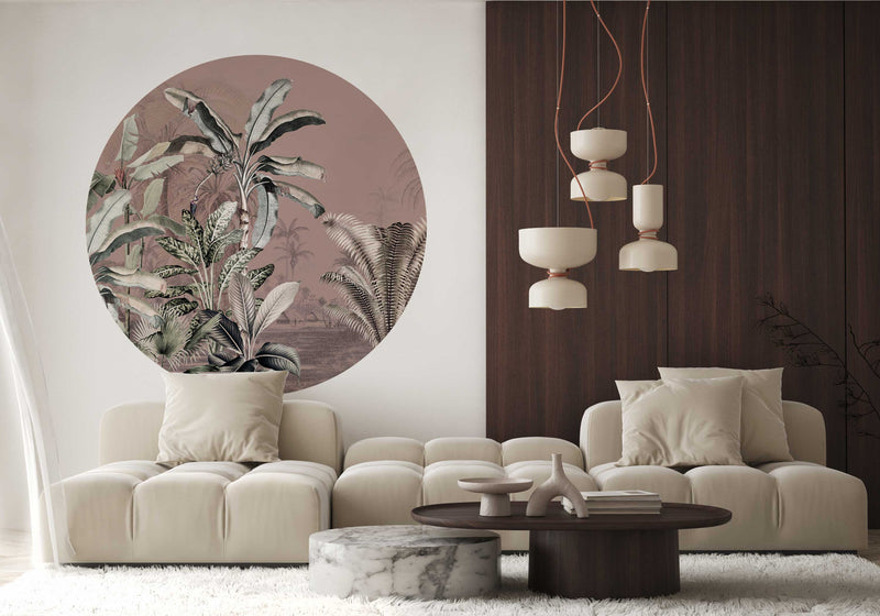 Round wall sticker - Dreamy Jungle Dark Blush