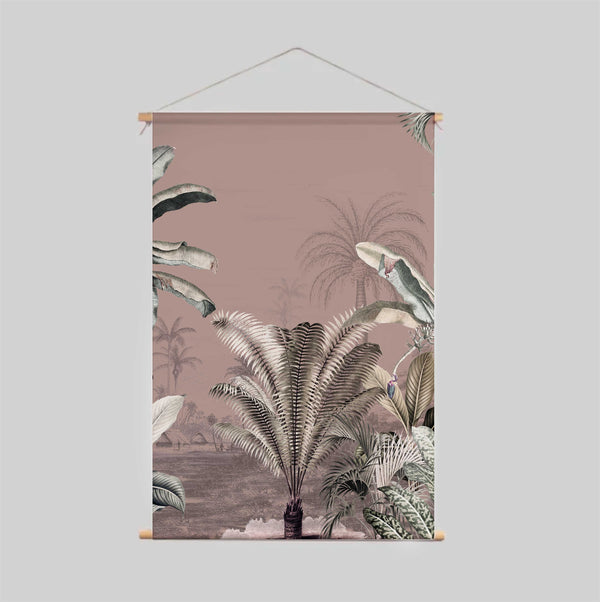 Textielposter - DROMERIGE JUNGLE DONKERROZE