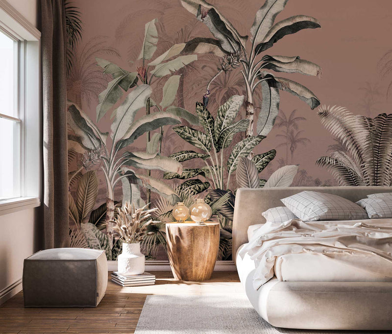 Jungle Wallpaper - DREAMY JUNGLE - Dark Blush