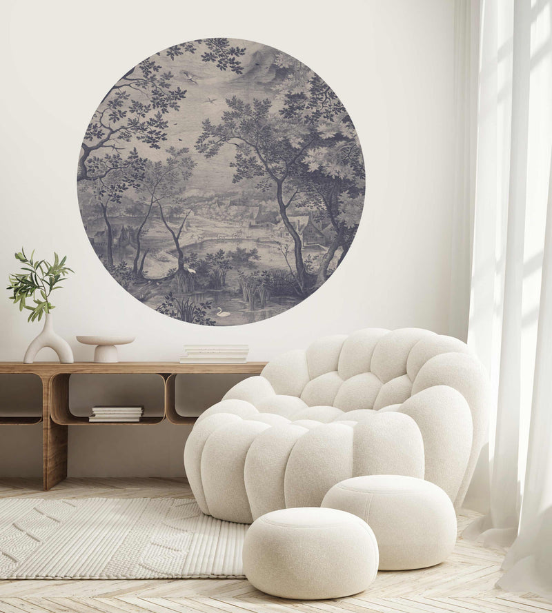 Round wall sticker - Into The Woods Blue