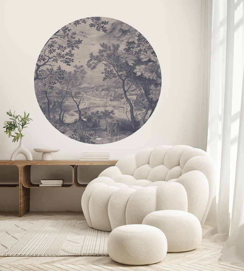 Sticker mural rond - Into The Woods Blue