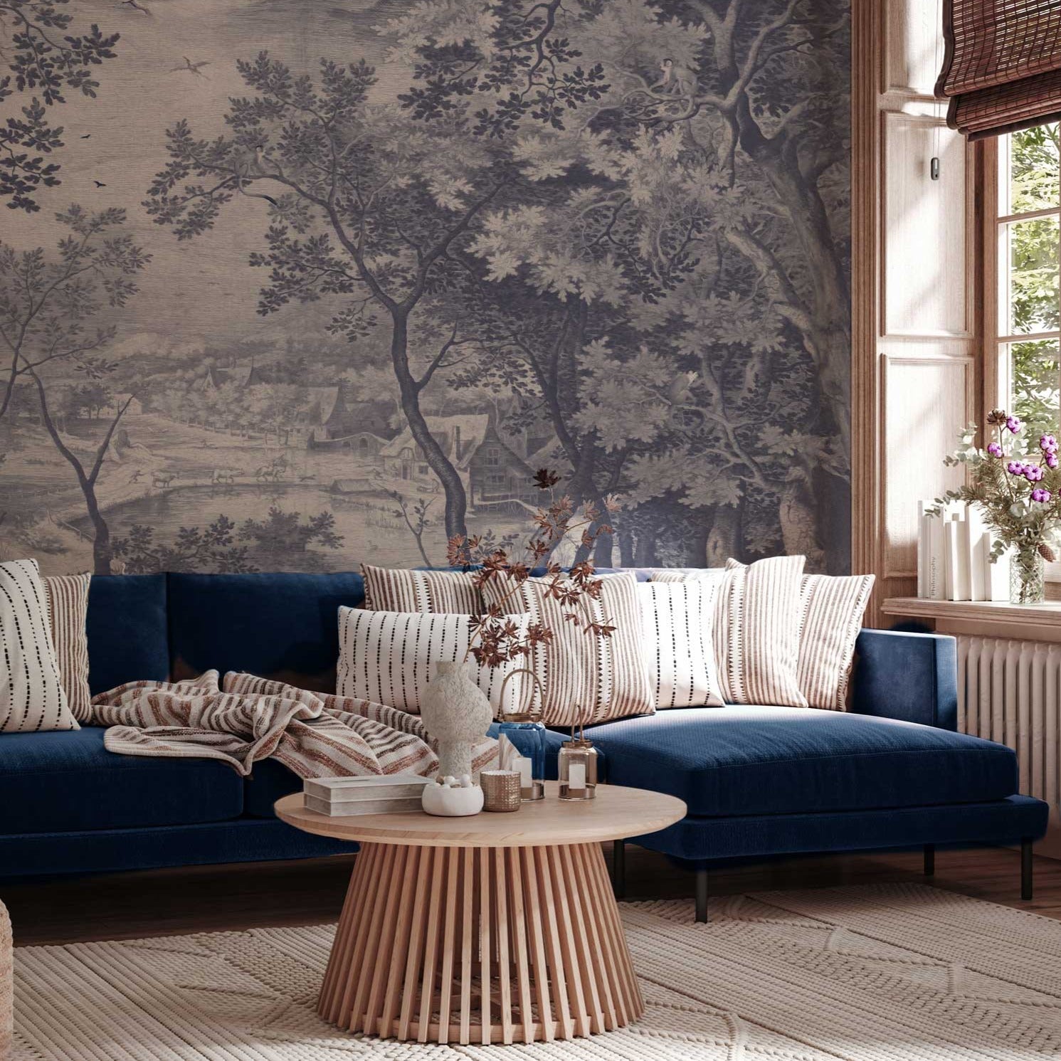 Landscape Wallpaper - Into the Woods Blue – Annet Weelink Design