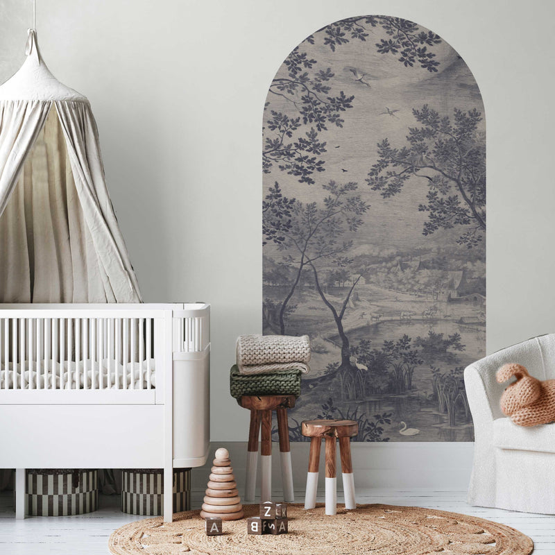 Peel and stick Arch Wallpaper Decal - Into The Woods Blue