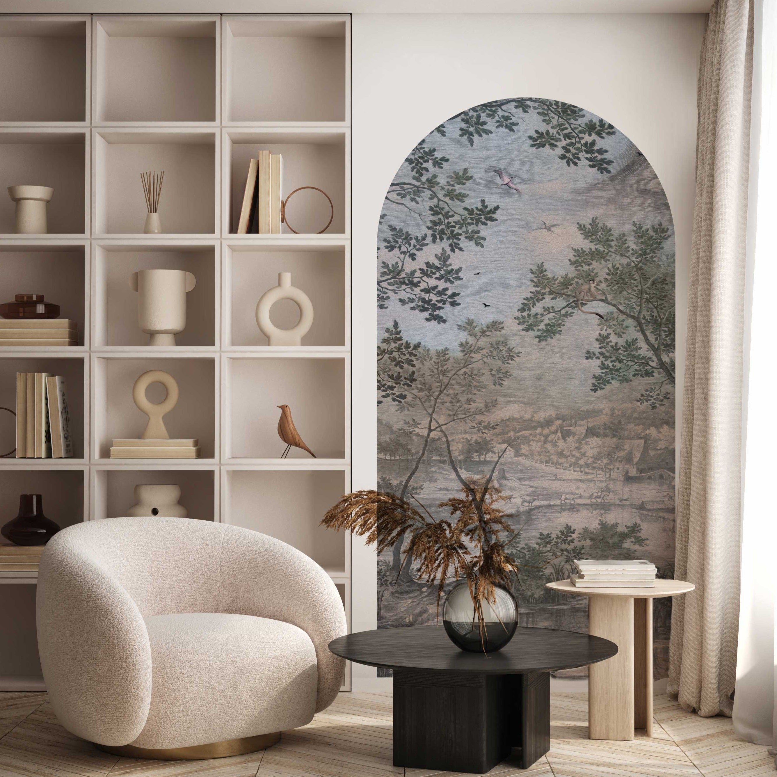 Peel and stick Arch Wallpaper Decal Into The Woods Color