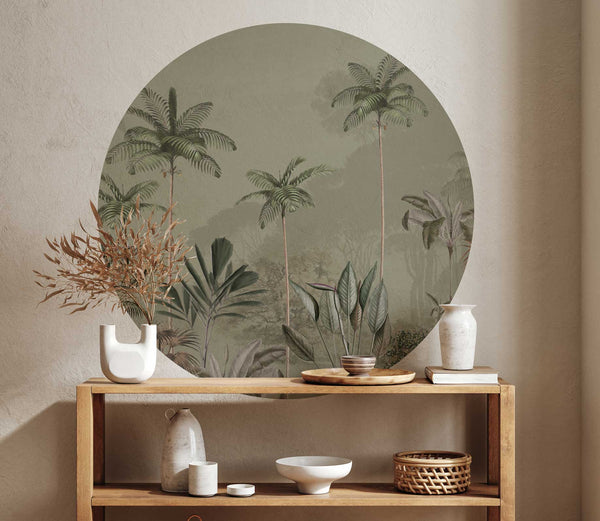 Round wall sticker - Tropical Wilderness - Green