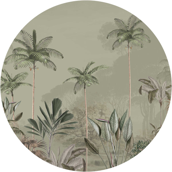 Sticker mural rond - Désert Tropical - Vert