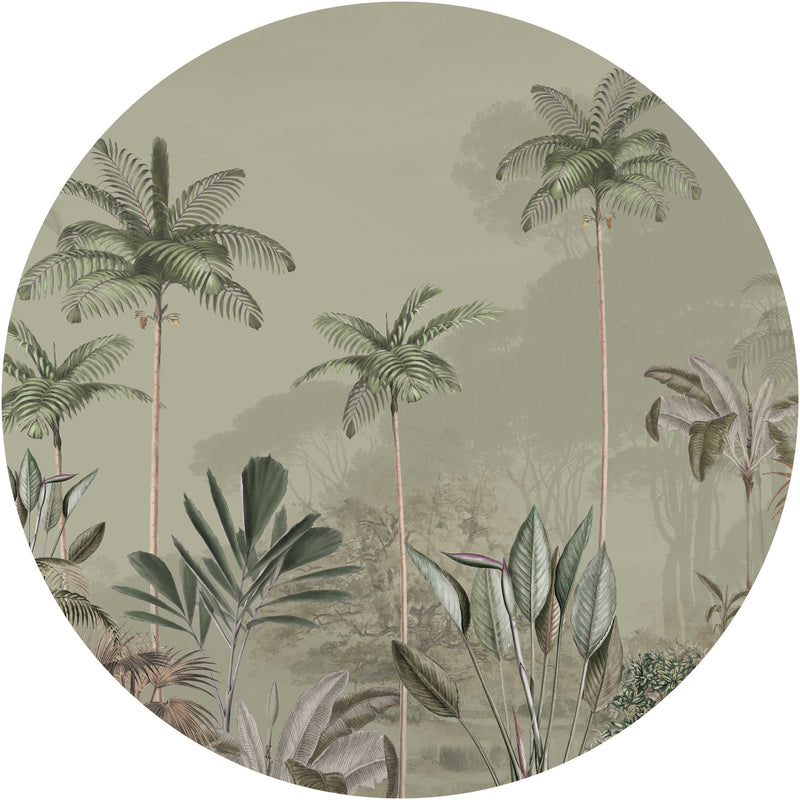 Ronde Wandstickers - Tropical Wilderness Green