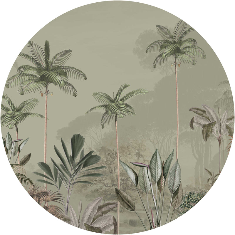 Round wall sticker - Tropical Wilderness - Green