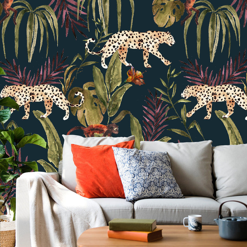 Sale Jungle Wallpaper - MONKEY BUSINESS - dark 450x280cm