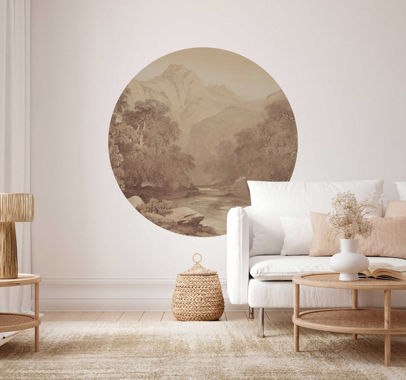 Round Wall Sticker - Mountain Peaks