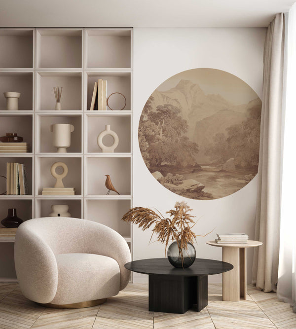 Round Wall Sticker - Mountain Peaks