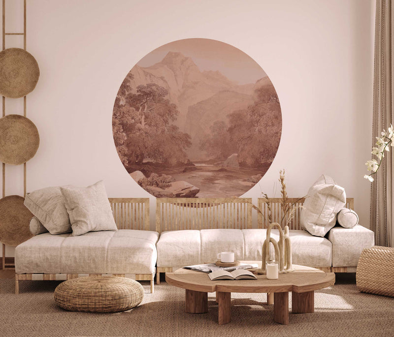 Round Wall Sticker - Mountain Peaks