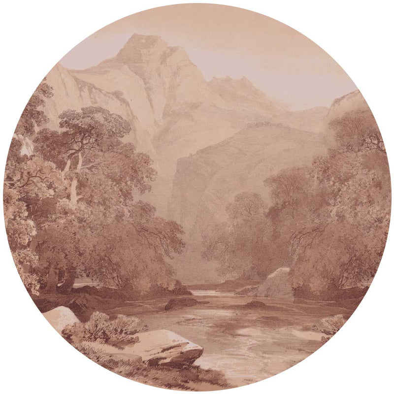 Round Wall Sticker - Mountain Peaks