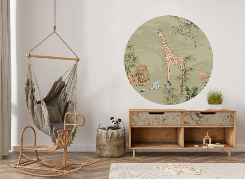 Autocollant mural rond - Safari Mooz