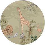 Autocollant mural rond - Safari Mooz