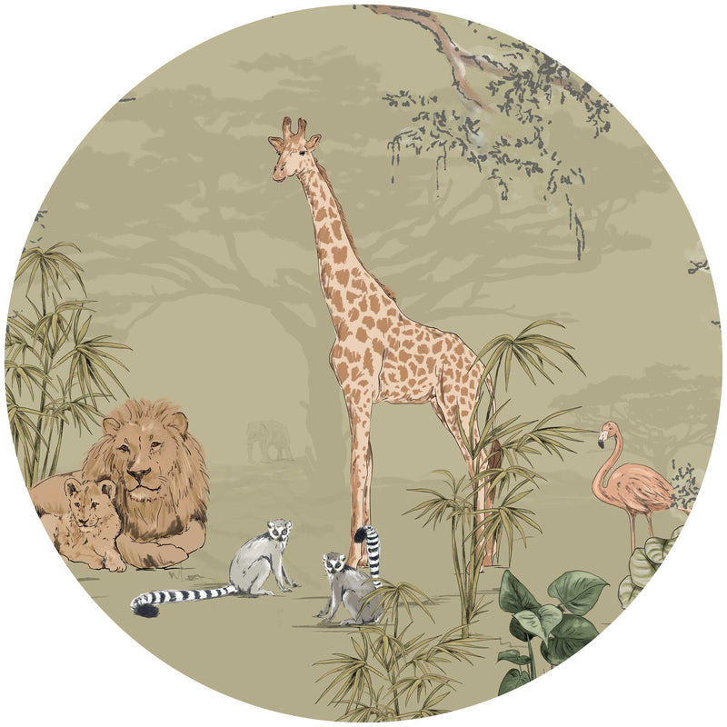 Autocollant mural rond - Safari Mooz