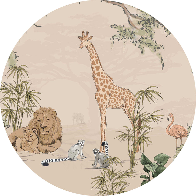 Autocollant mural rond - Safari Mooz