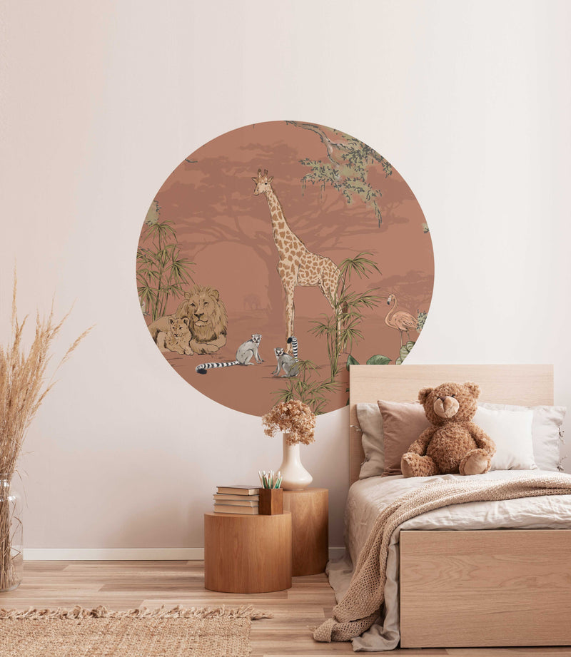 Autocollant mural rond - Safari Mooz