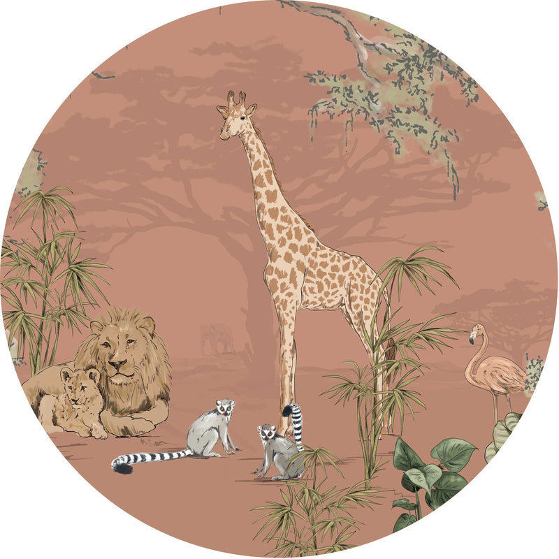 Autocollant mural rond - Safari Mooz
