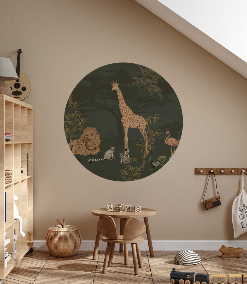 Autocollant mural rond - Safari Mooz