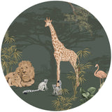 Autocollant mural rond - Safari Mooz
